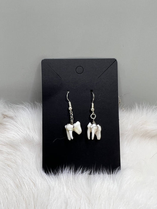 Raccoon Tooth Earrings - Silver